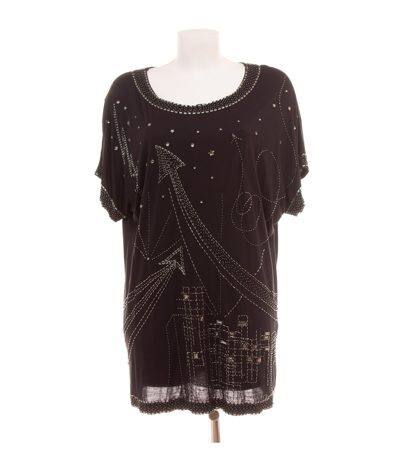 Jimmy Choo Damen for H&M Oberteil Longtop Pailletten Gr. M Schwarz Modal