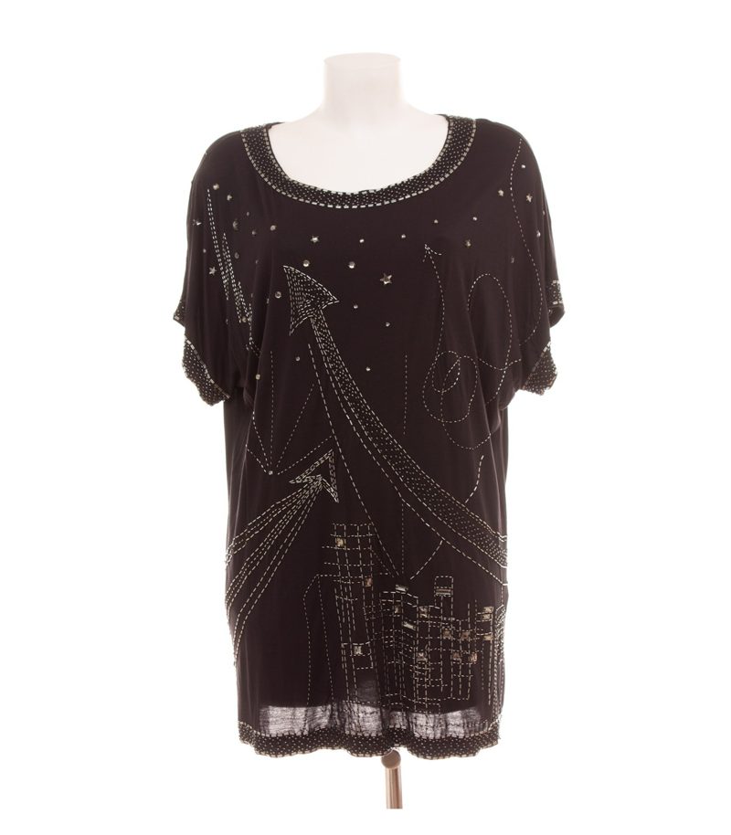 Jimmy Choo Damen for H&M Oberteil Longtop Pailletten Gr. M Schwarz Modal – Foto 1