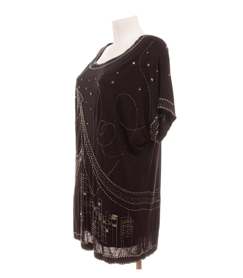 Jimmy Choo Damen for H&M Oberteil Longtop Pailletten Gr. M Schwarz Modal – Foto 2