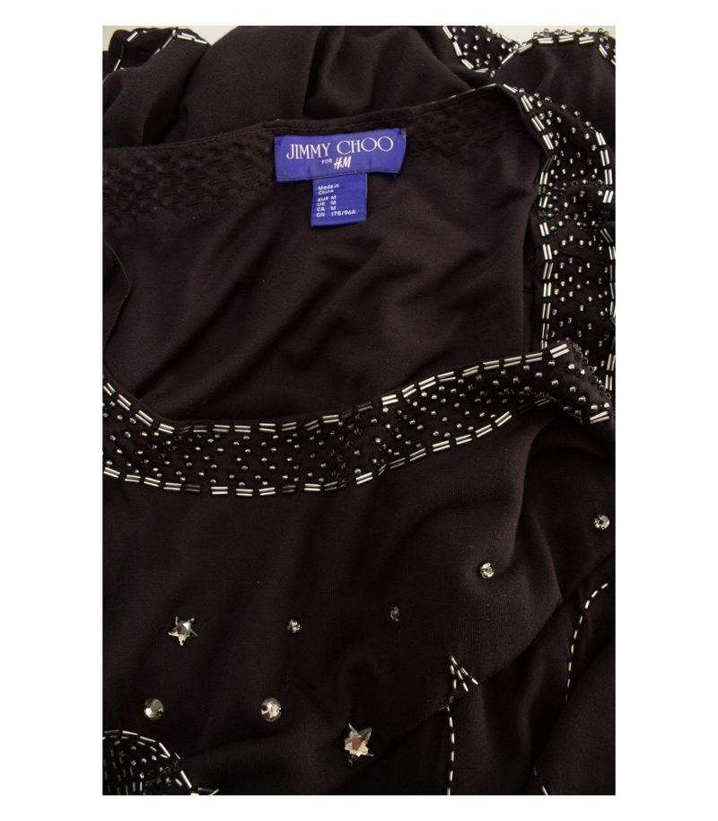 Jimmy Choo Damen for H&M Oberteil Longtop Pailletten Gr. M Schwarz Modal – Foto 6