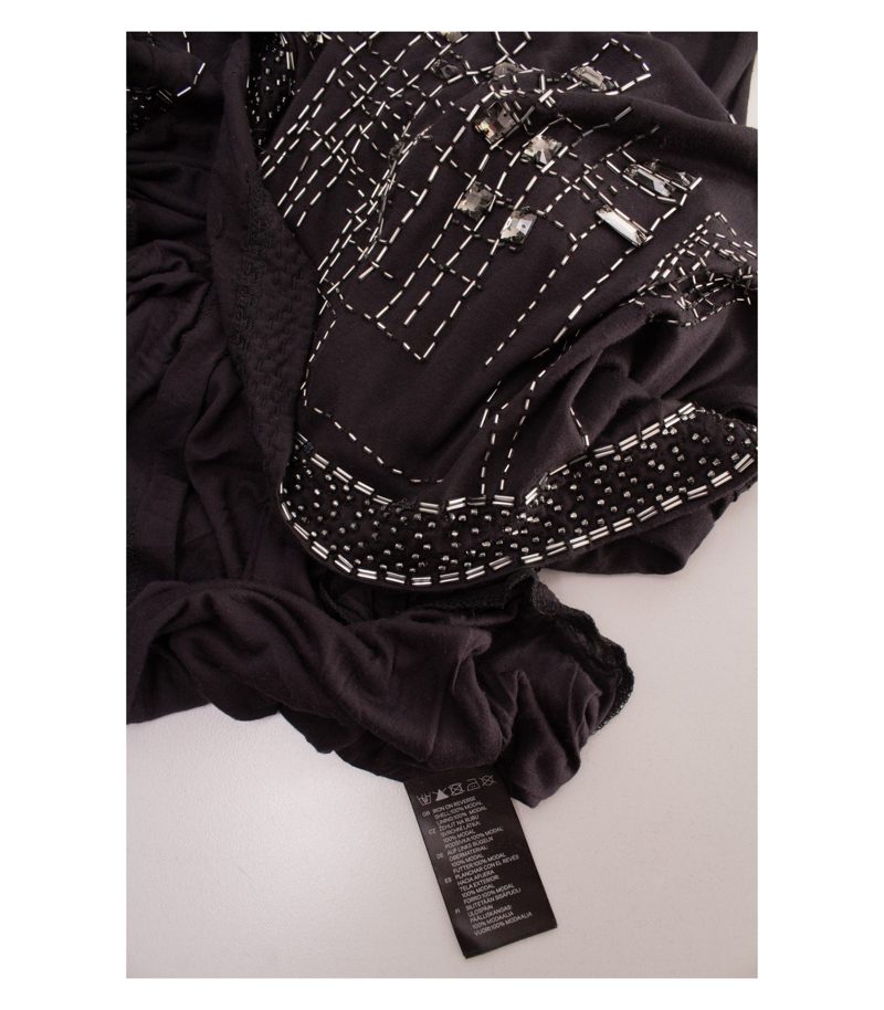 Jimmy Choo Damen for H&M Oberteil Longtop Pailletten Gr. M Schwarz Modal – Foto 7