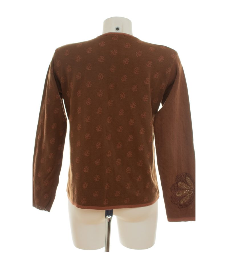 Gudrun Sjödén Damen Strickjacke Cardigan Blumenmuster Gr. M Braun Baumwolle – Foto 4
