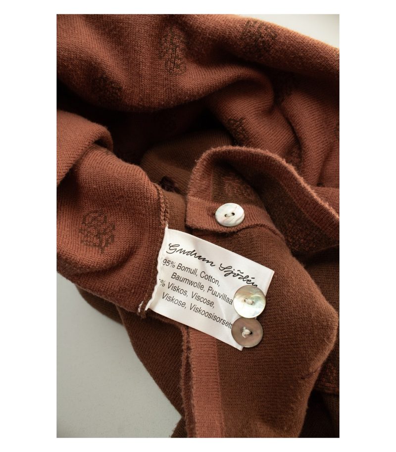 Gudrun Sjödén Damen Strickjacke Cardigan Blumenmuster Gr. M Braun Baumwolle – Foto 8
