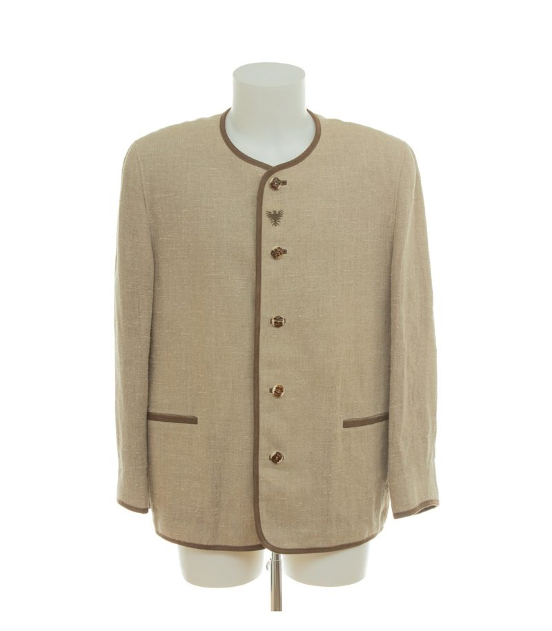 h.moser Herren Trachtenjacke Janker Tracht Stickerei Gr. 54 Beige Leinen – Foto 1