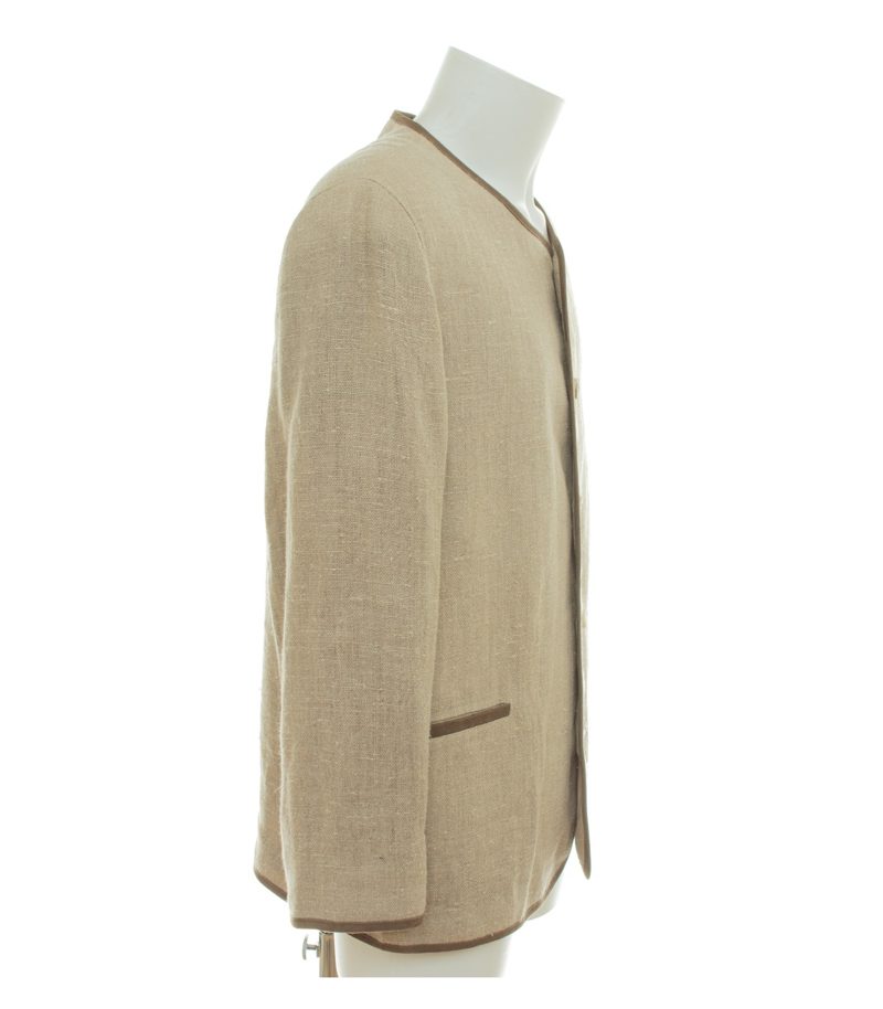 h.moser Herren Trachtenjacke Janker Tracht Stickerei Gr. 54 Beige Leinen – Foto 2