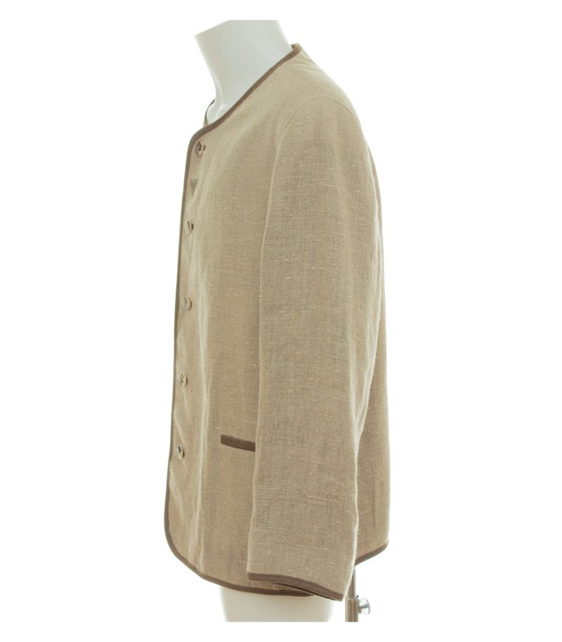 h.moser Herren Trachtenjacke Janker Tracht Stickerei Gr. 54 Beige Leinen – Foto 3