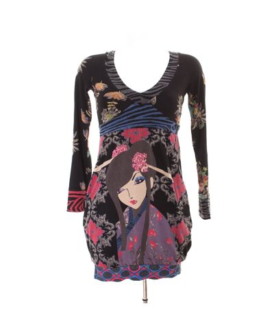 Desigual Damen Kleid Shirtkleid Gr. XS Mehrfarbig Baumwolle