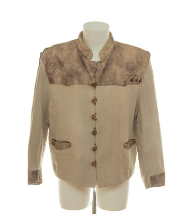Spieth & Wensky Herren Trachtenjacke Akzeptabel Gr. 52 Beige Leinen Leder