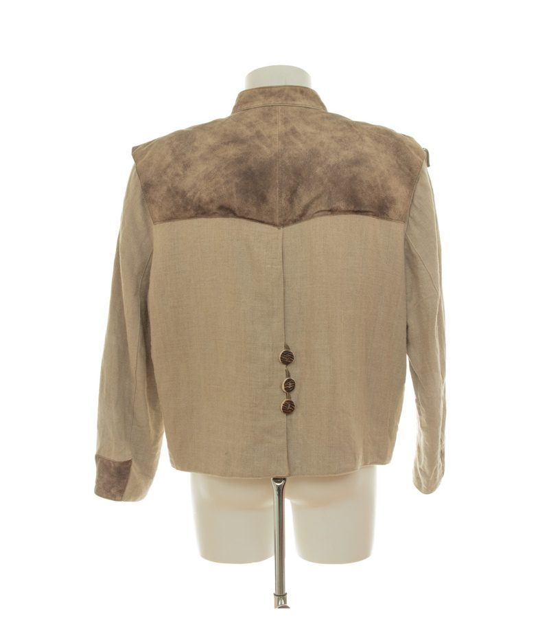 Spieth & Wensky Herren Trachtenjacke Akzeptabel Gr. 52 Beige Leinen Leder – Foto 4