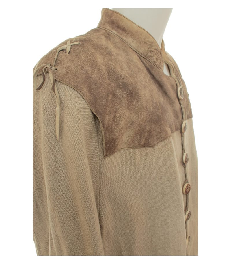 Spieth & Wensky Herren Trachtenjacke Akzeptabel Gr. 52 Beige Leinen Leder – Foto 5
