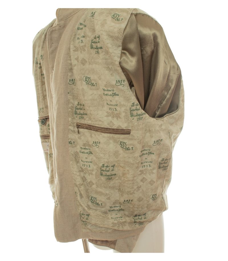 Spieth & Wensky Herren Trachtenjacke Akzeptabel Gr. 52 Beige Leinen Leder – Foto 7