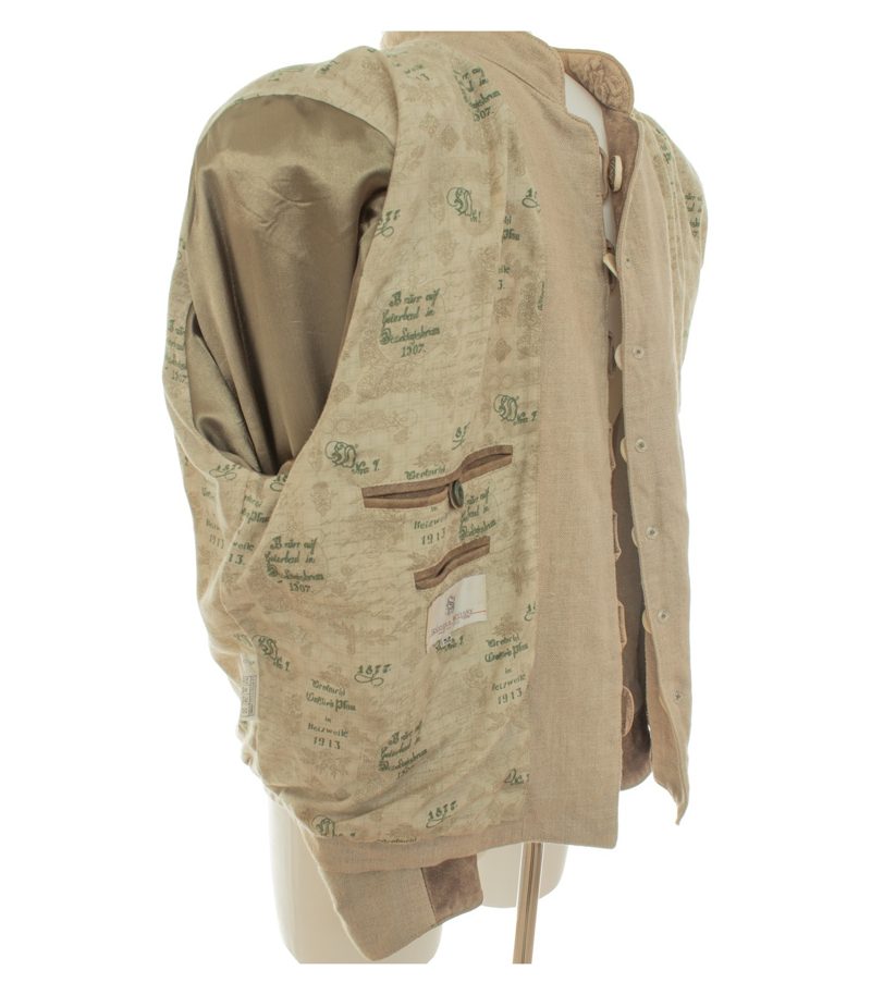 Spieth & Wensky Herren Trachtenjacke Akzeptabel Gr. 52 Beige Leinen Leder – Foto 8