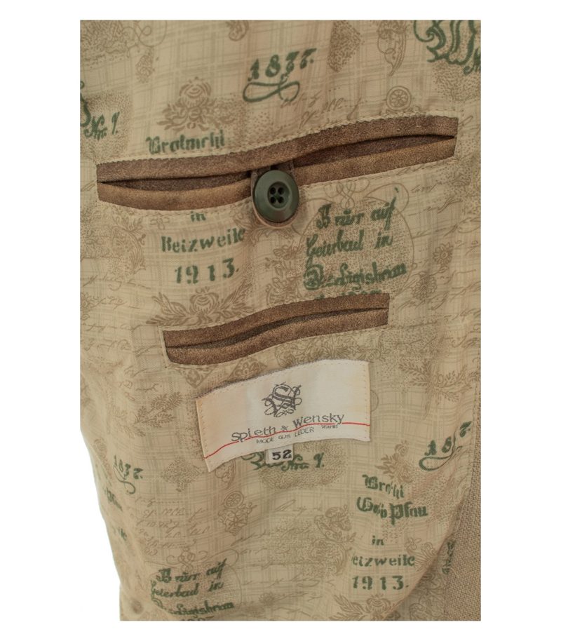 Spieth & Wensky Herren Trachtenjacke Akzeptabel Gr. 52 Beige Leinen Leder – Foto 10