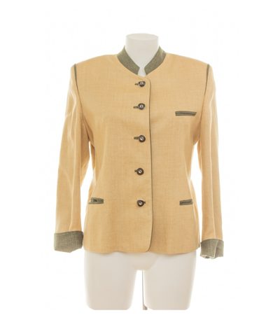 Loden-Frey Damen Trachtenjacke Janker Vintage Gr. 40 Beige Olivgrün Leinen