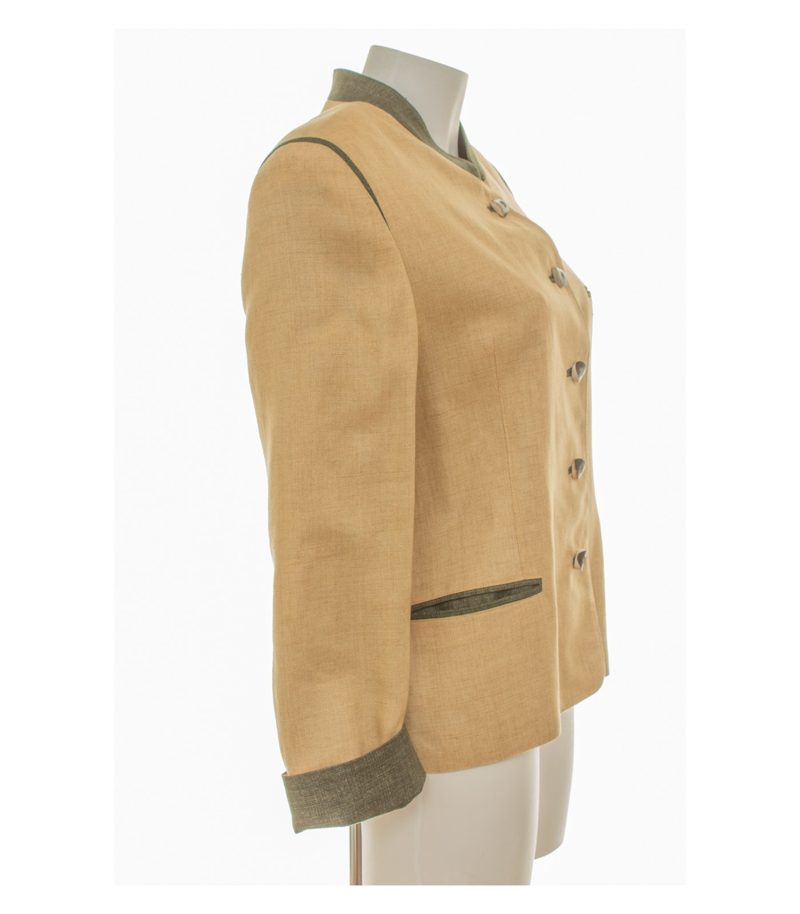 Loden-Frey Damen Trachtenjacke Janker Vintage Gr. 40 Beige Olivgrün Leinen – Foto 2
