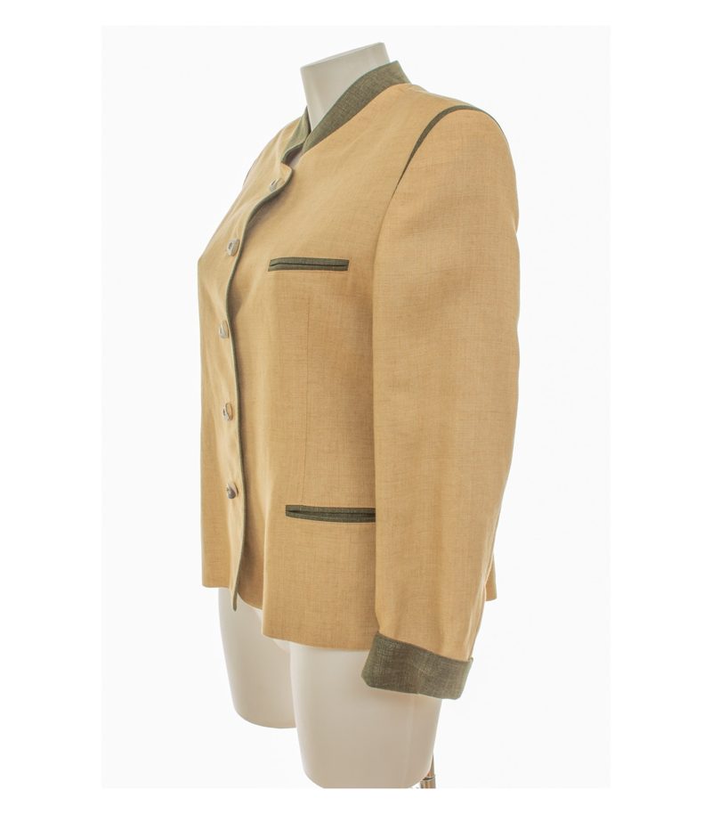 Loden-Frey Damen Trachtenjacke Janker Vintage Gr. 40 Beige Olivgrün Leinen – Foto 3