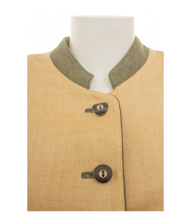 Loden-Frey Damen Trachtenjacke Janker Vintage Gr. 40 Beige Olivgrün Leinen – Foto 5