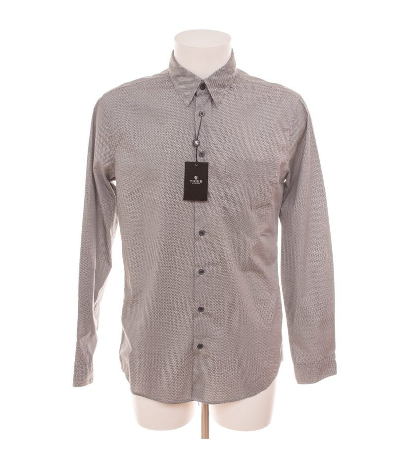 Tiger of Sweden Herren Hemd Slim Fit Geometrisch Gr. 42 Grau Braun Neu – Foto 1