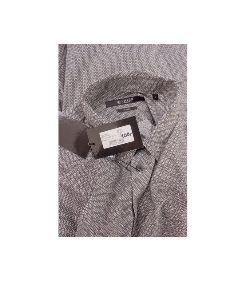 Tiger of Sweden Herren Hemd Slim Fit Geometrisch Gr. 42 Grau Braun Neu – Foto 8