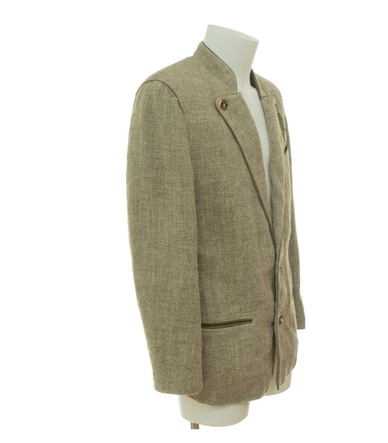 Meindl Herren Trachtenjacke Janker Fischgrat Eichenlaub Gr. 52 Beige Leinen – Foto 2