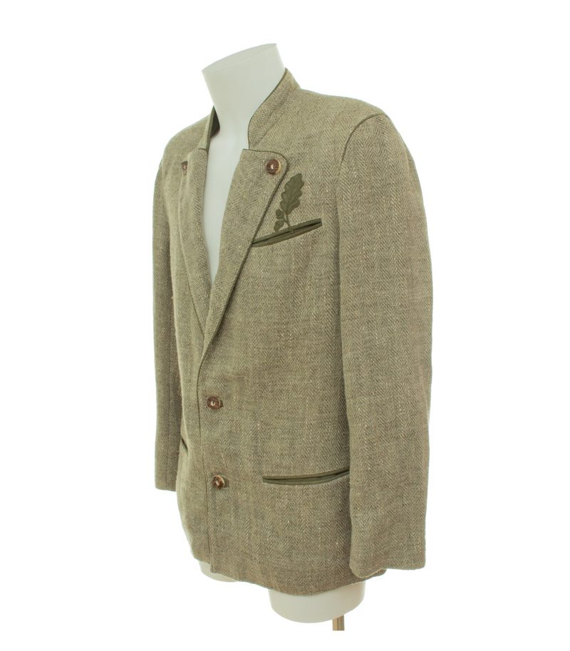 Meindl Herren Trachtenjacke Janker Fischgrat Eichenlaub Gr. 52 Beige Leinen – Foto 3