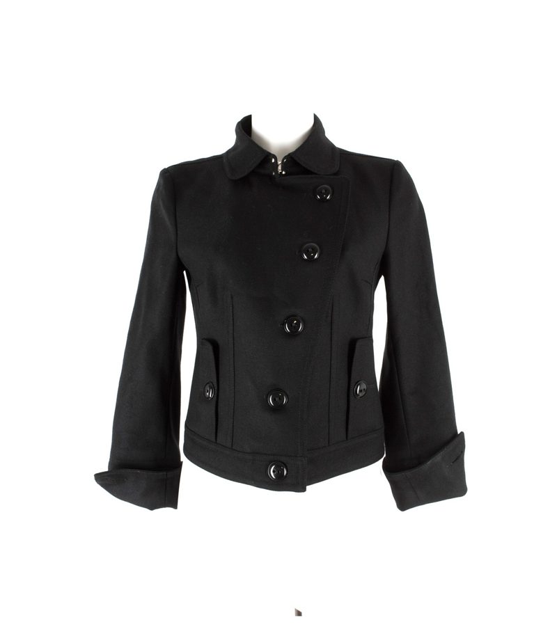 Drykorn Damen Kurzjacke Zweireiher Gr. 3 ( DE 36/S).Wolle Schwarz – Foto 1