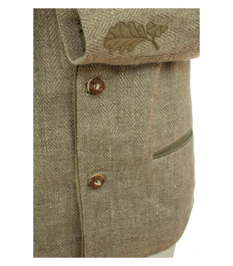 Meindl Herren Trachtenjacke Janker Fischgrat Eichenlaub Gr. 52 Beige Leinen – Foto 5