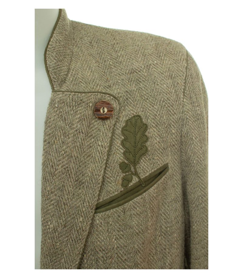 Meindl Herren Trachtenjacke Janker Fischgrat Eichenlaub Gr. 52 Beige Leinen – Foto 6