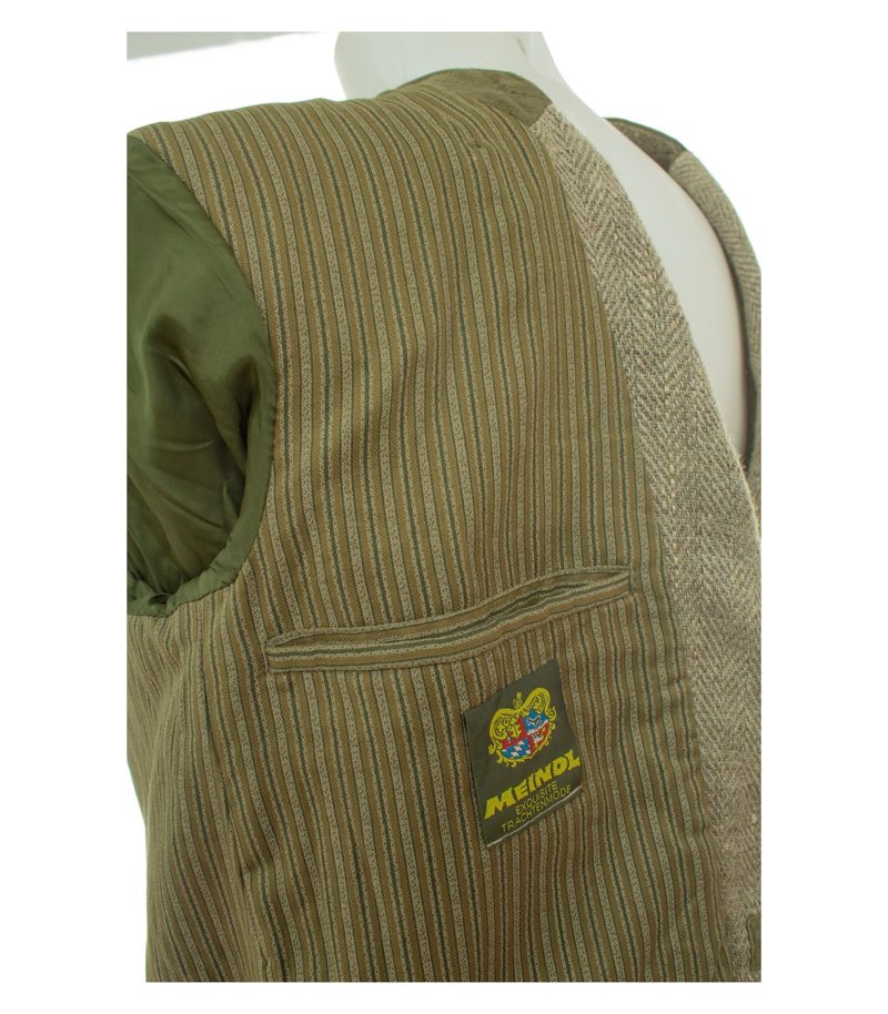 Meindl Herren Trachtenjacke Janker Fischgrat Eichenlaub Gr. 52 Beige Leinen – Foto 8