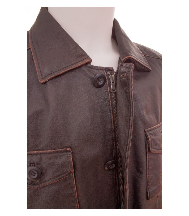 Heine Herren Lederjacke Aviation Fliegerjacke Safari Gr. 56 Braun Echtleder – Foto 5