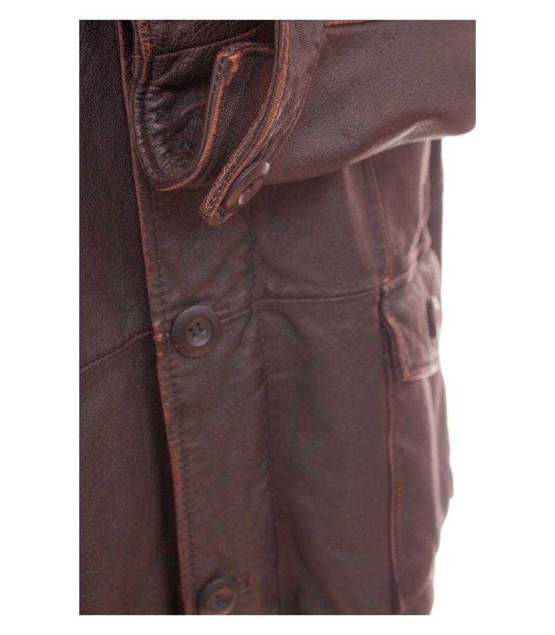 Heine Herren Lederjacke Aviation Fliegerjacke Safari Gr. 56 Braun Echtleder – Foto 6