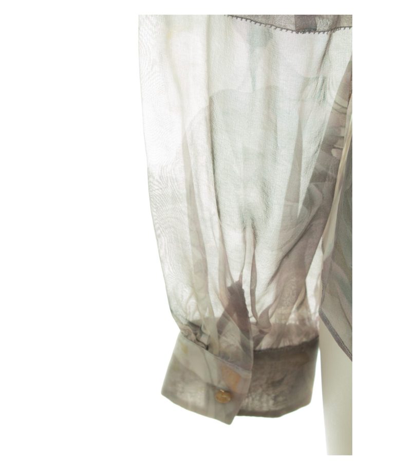 Diane von Furstenberg Damen Bluse Oberteil Blumen Gr. 6 (DE 36) Grau Seide – Foto 5