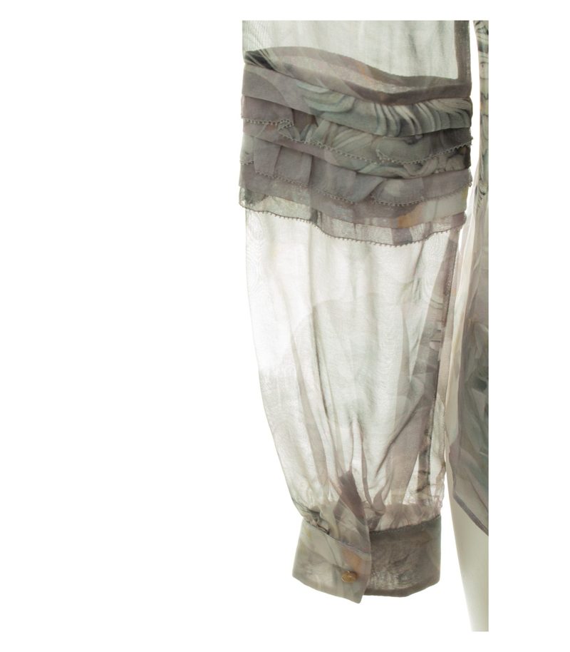 Diane von Furstenberg Damen Bluse Oberteil Blumen Gr. 6 (DE 36) Grau Seide – Foto 6