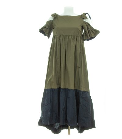 PINKO Damen Maxi Kleid Dunkelblau Colorblock Gr. DE 36 (IT 42) Oliv Baumwolle