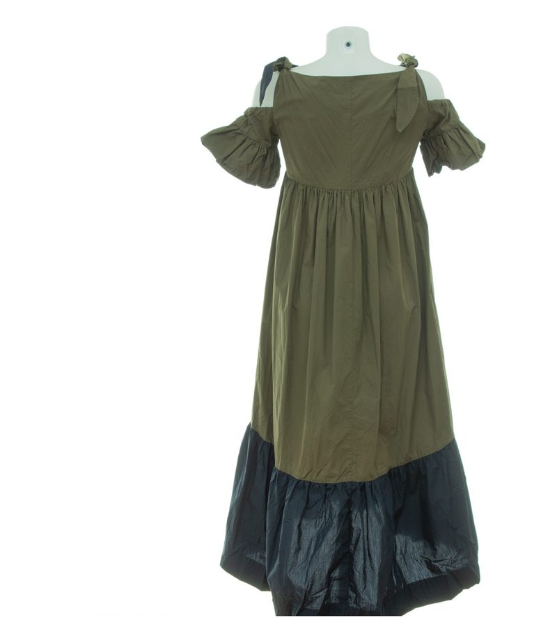 PINKO Damen Maxi Kleid Dunkelblau Colorblock Gr. DE 36 (IT 42) Oliv Baumwolle – Foto 4