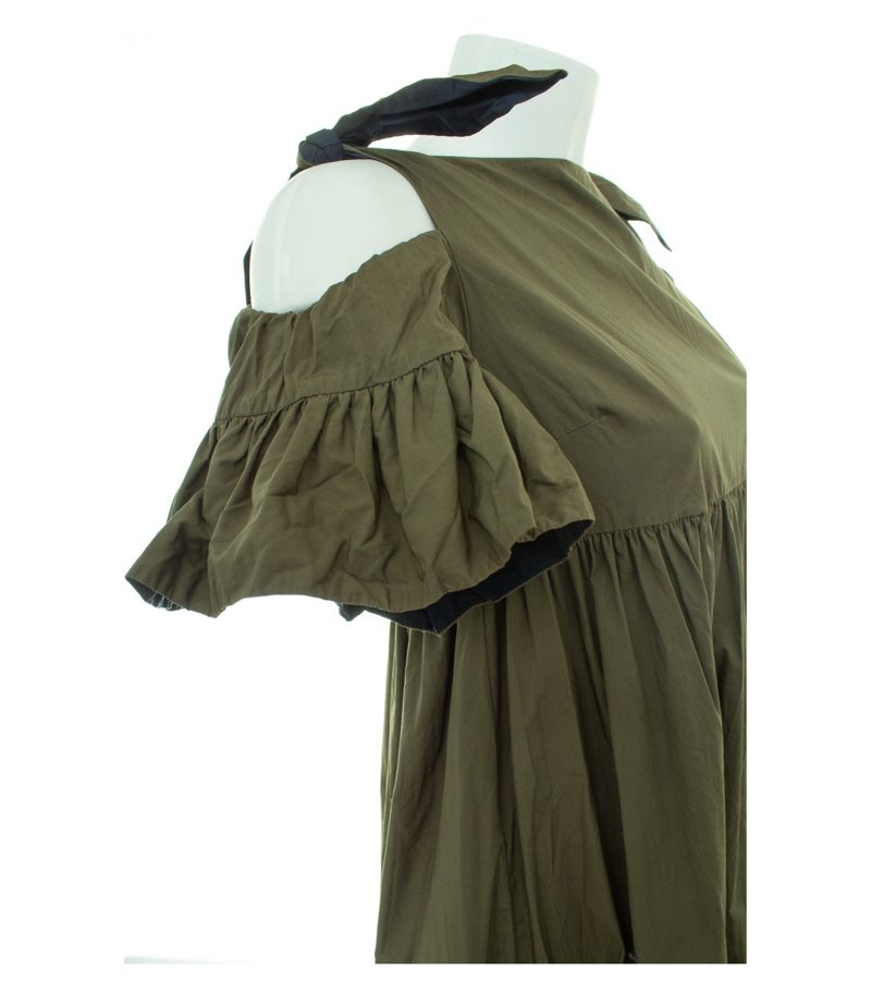 PINKO Damen Maxi Kleid Dunkelblau Colorblock Gr. DE 36 (IT 42) Oliv Baumwolle – Foto 5