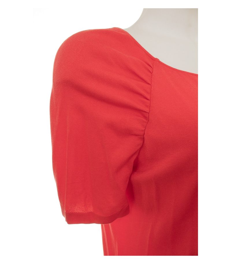 Wolford Damen Top Shirt Puffärmel Mix Made in Austria Gr. L Rot Viskose – Foto 5