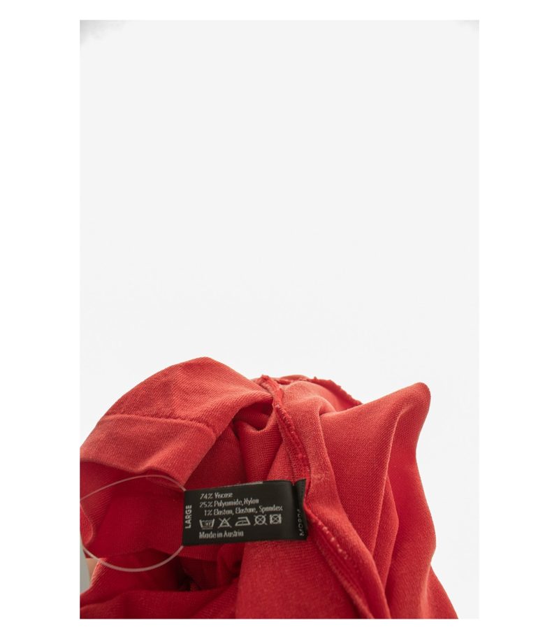 Wolford Damen Top Shirt Puffärmel Mix Made in Austria Gr. L Rot Viskose – Foto 7