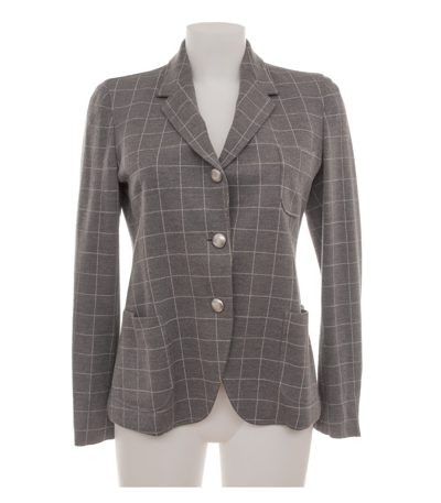 Boglioli Damen Blazer Kariert Gr. IT 44 (DE 38) Grau Wolle Baumwolle