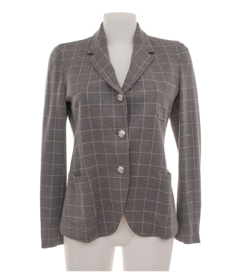 Boglioli Damen Blazer Kariert Gr. IT 44 (DE 38) Grau Wolle Baumwolle – Foto 1