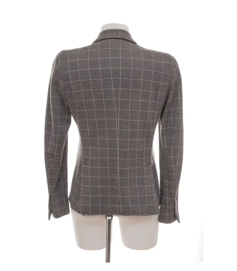 Boglioli Damen Blazer Kariert Gr. IT 44 (DE 38) Grau Wolle Baumwolle – Foto 4