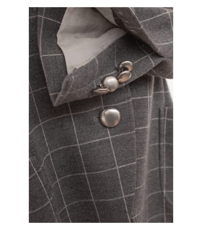 Boglioli Damen Blazer Kariert Gr. IT 44 (DE 38) Grau Wolle Baumwolle – Foto 5