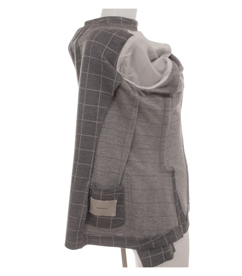 Boglioli Damen Blazer Kariert Gr. IT 44 (DE 38) Grau Wolle Baumwolle – Foto 8