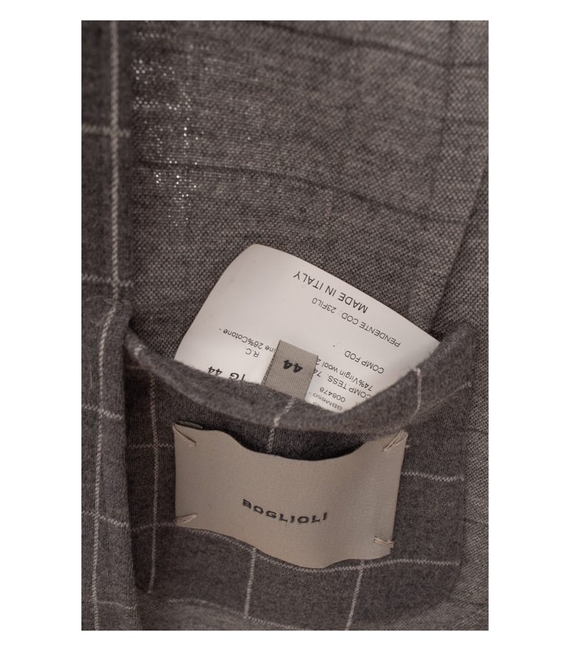 Boglioli Damen Blazer Kariert Gr. IT 44 (DE 38) Grau Wolle Baumwolle – Foto 9