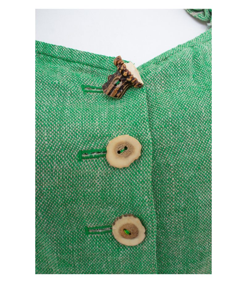 Gössl Damen Trachtenkleid Dirndl Gestreift Hirschhornknöpfe Gr. 38 Grün Leinen – Foto 5