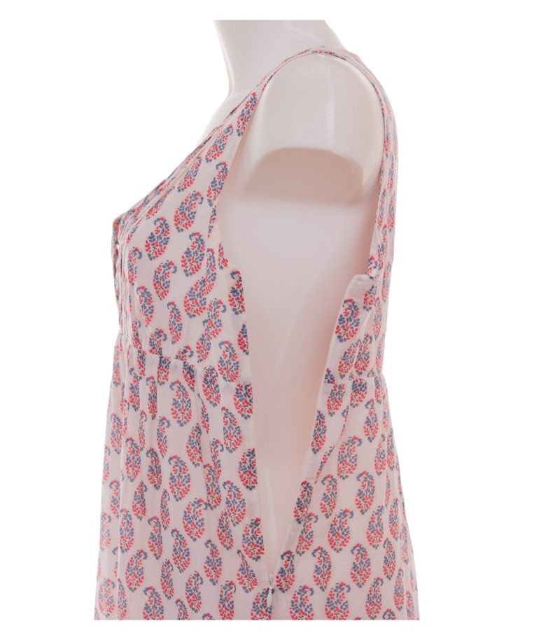 set Damen Kleid Sommerkleid Paisley Gr. 36 Weiß Rot Blau Baumwolle – Foto 5