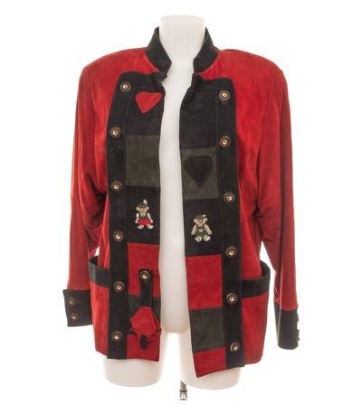 Von Holdt Collection Damen Trachten Lederjacke Suede Gr. 38 Rot Echtleder