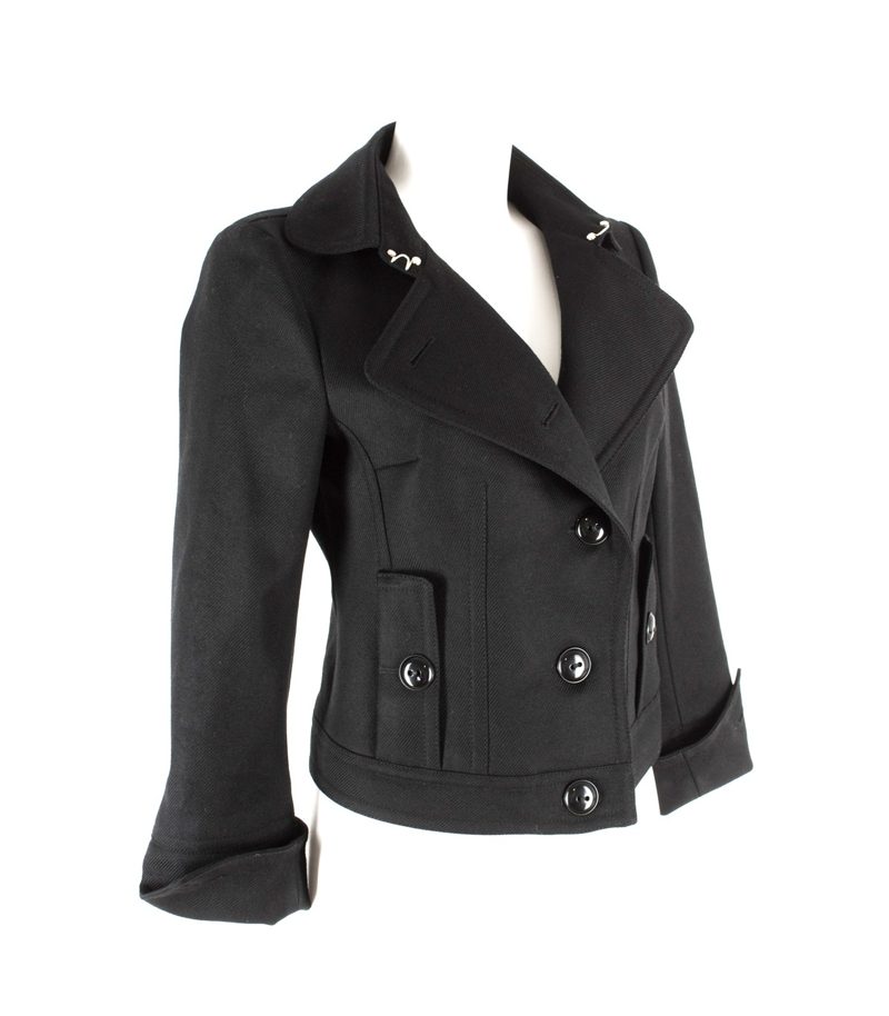 Drykorn Damen Kurzjacke Zweireiher Gr. 3 ( DE 36/S).Wolle Schwarz – Foto 2