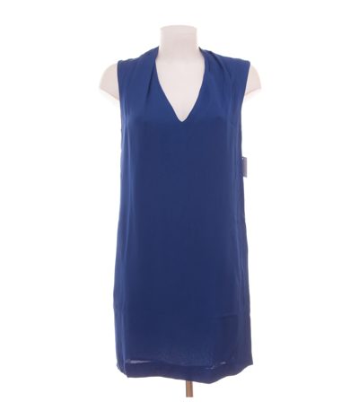 Massimo Dutti Damen Kleid Minikleid V-Ausschnitt Gr. EUR 40 (DE 38) Blau