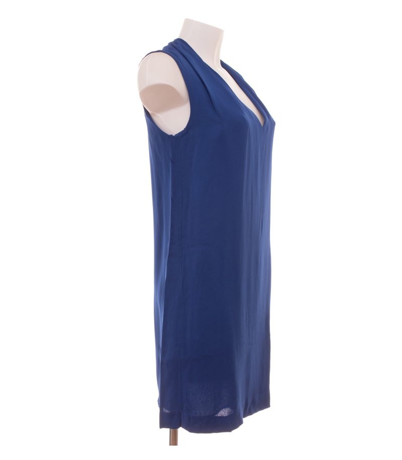 Massimo Dutti Damen Kleid Minikleid V-Ausschnitt Gr. EUR 40 (DE 38) Blau – Foto 2